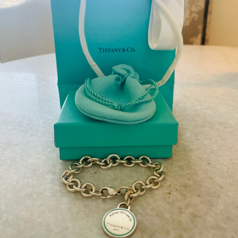Tiffany & Co. Sterling Silver Round Tag Charm Bracelet